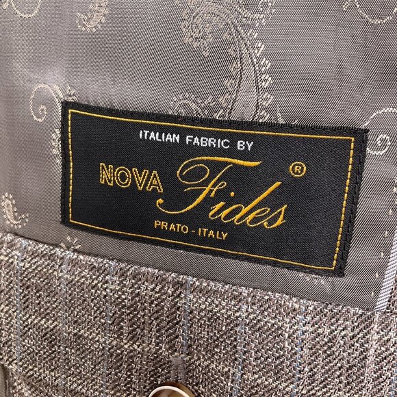 Joseph Abboud Blazer Men 40‎ Brown Blue Plaid Nova Fides Heritage Linen Jacket - Picture 12 of 15